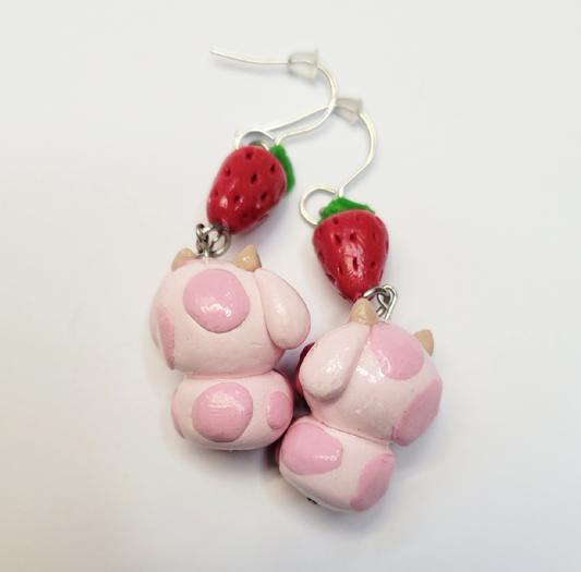 Strawberry Cow Earrings
