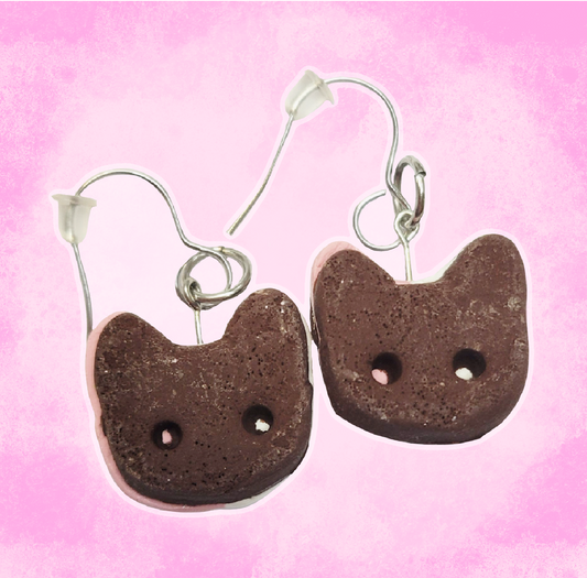 Ice Cream Cookie Cat Earrings