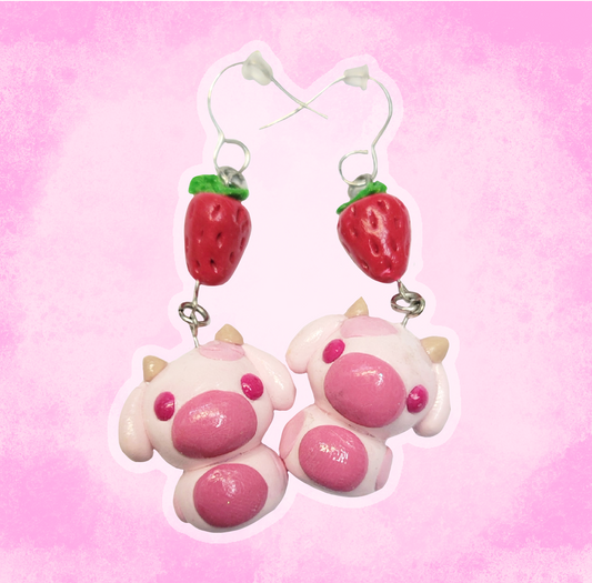 Strawberry Cow Earrings